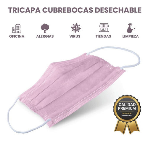 Imagen 5 de 6 de Cubrebocas 200pzs Tapabocas Tricapa Termosellado De Color