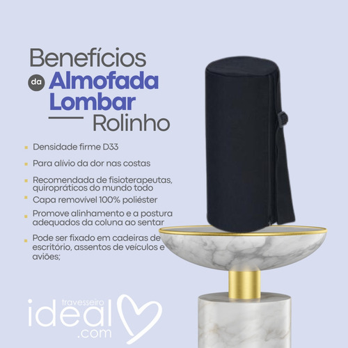 Apoio Lombar Em Formato Cilíndrico Com Elástico E Clipes