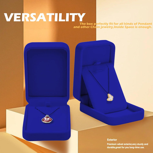 Juego De 2 Joyas Colgantes En Terciopelo Azul - Collar Para