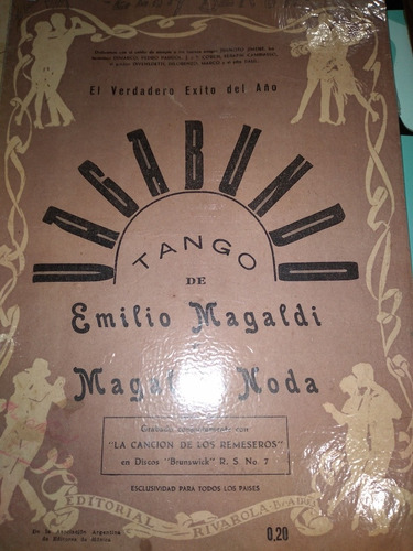 Partitura Tango Vagabundo Emilio Magaldi 