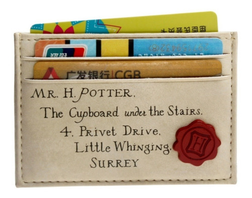 Tarjetero Tipo Carta Harry Potter Hogwarts Para Cartera