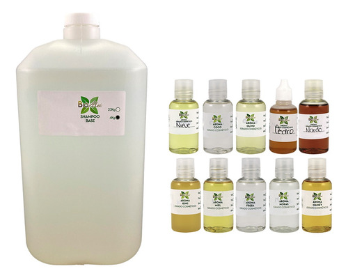 Kit Aromáticas 10 De 15ml + Base Shampoo Transparente 4kg