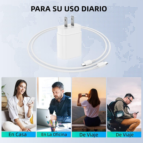 Cargador compatible con muchos modelos T800 Samsung 25w Tipo C a Tipo C Blanco