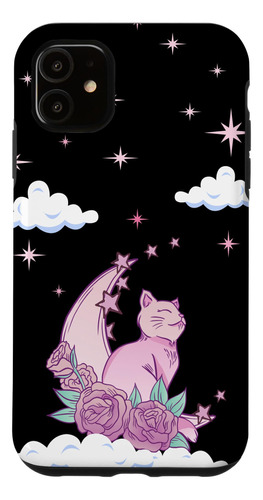 iPhone 11 Pink Magical Cat Moon Roses Espiritual Kawaii Past