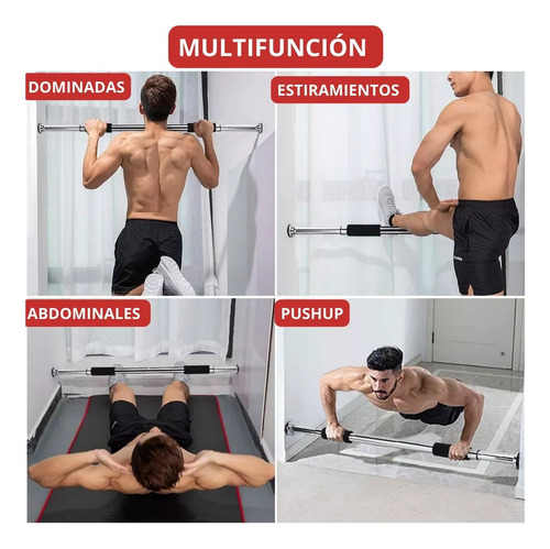 Barra Ejercicios Ajustable Puerta Dominada Flexiones Pull Ct Color Plateado
