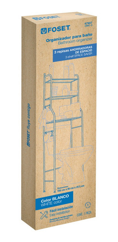 Mueble Organizador Blanco Para Baño 3 Repisas Foset 47907
