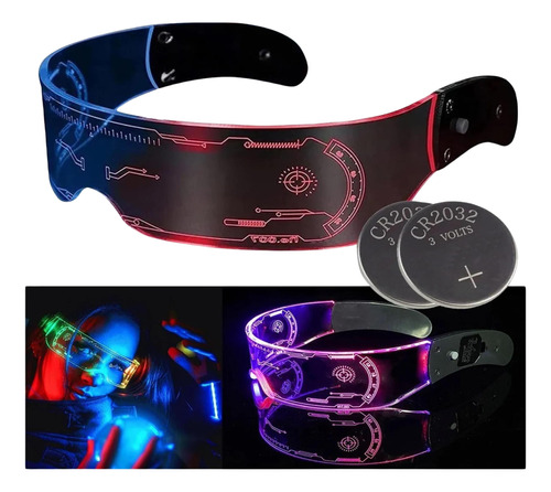 Lentes Luz Led Multicolor Gafas Luminosas Cyberpunk