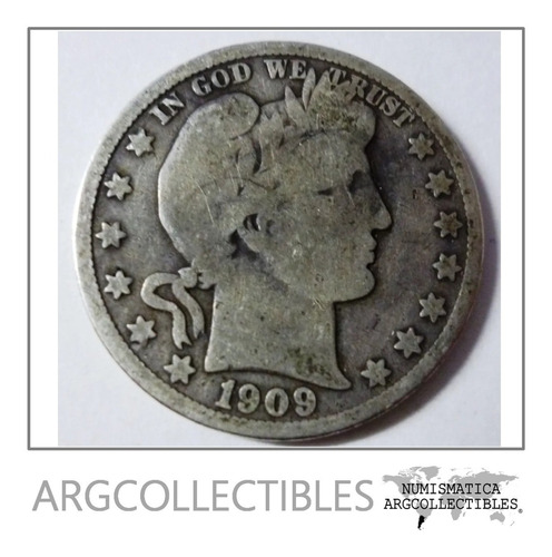 Usa Moneda 1/2 Dolar 1909 Plata Barber Km-116 F