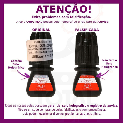 Imagem 2 de 8 de Cola Elite Hs-10 3ml Alongamento Cílios Premium Black Glue