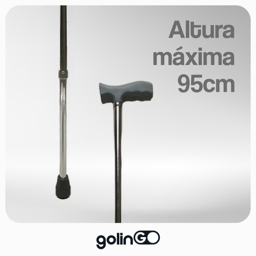 Bastón Ortopédico Ergonómico Ajustable Goma Antiderrapante Color Plateado
