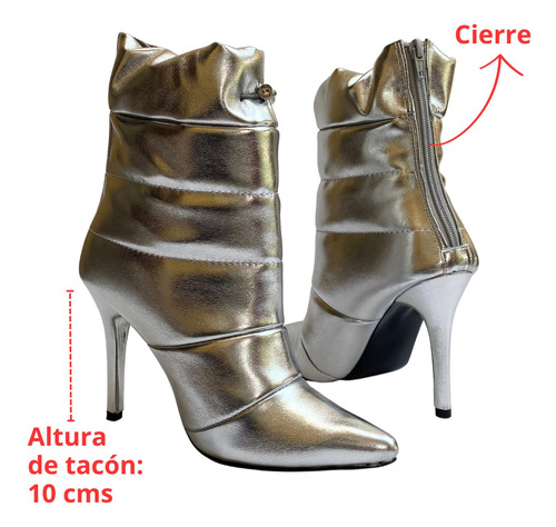 Imagen 6 de 9 de Botín Mujer Felipe Rentería Acolchado Tacón 10cm