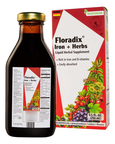Floradix, Suplemento Líquido Vegetariano Iron & Herbs Para.