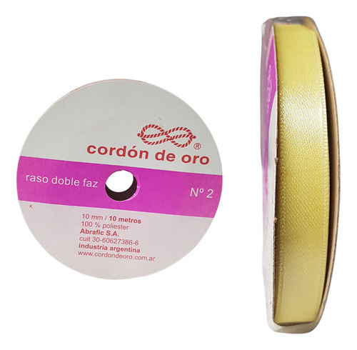 Cinta De Raso Doble Faz N°2 (10mm) X Rollo De 10mts Amarillo Patito