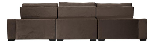 Sofá Retrátil 3,85m Cama Inbox Big Puffer. Com Softgel d40 Cor Café