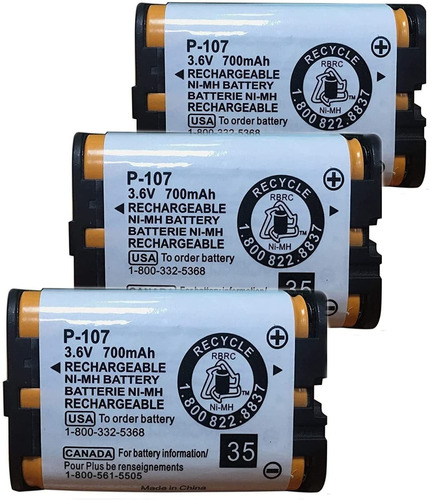 3 Baterias Hhr P107 700mah Para Telefonos Panasonic Inalamb.