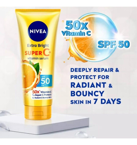 Sérum Corporal Nivea Extra Bright Super C+ Vitamina Spf50+ 3