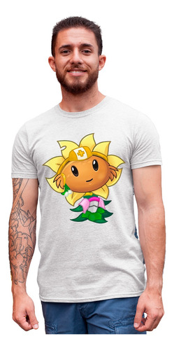 Playera Blanca Panda Girasol Primitiva Plantas Vs Zombies