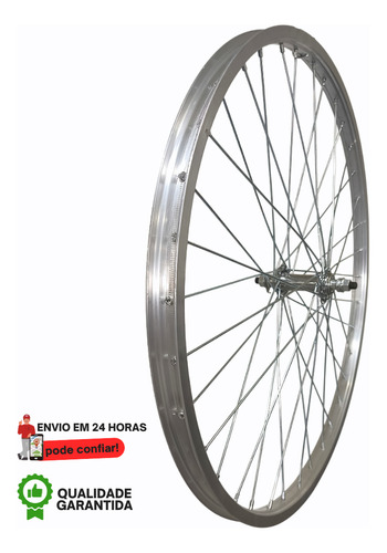 Roda Traseira Alumínio P/bike Aro26x 1.1/2x2 Raio Grosso