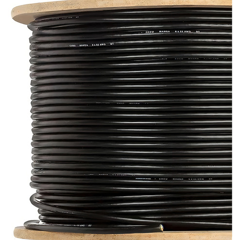 Cabo Manga 2x22 Awg - Com Blindagem Preto - 3 Mt