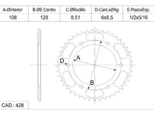 Imagen 2 de 2 de Kit De Transmisión Suzuki Ts 125 Centro Grande 45-15t