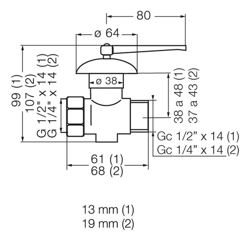 Imagen 3 de 10 de Llave Para Gas Fv Reforzada C/campana 1/2 0822.01 13mm