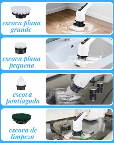 Purificador Giratório Elétrico Sem Fio 9 Cabeças Limpeza
