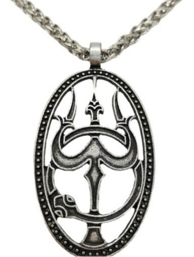 Imagen 1 de 1 de Collar Plateado Trishula Tridente Divino De Shiva
