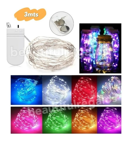 Luces Guirnalda Hilo Alambre Micro Led 30 Leds Tira 3mts