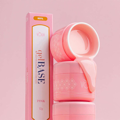 Kit 2 Sachê Refil Gel Base Pink Alongamento Fibra 12g, Vòlia