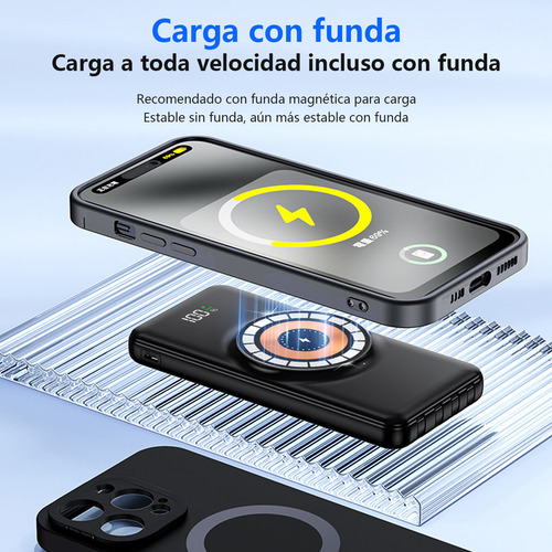 Power Bank Suoying Cy Inalámbrica 20000mah Magnético Ultrarápida,con 4 Cables Micro Usb V8 Ip Tipo C Para iPhone Samsung Xiaomi Huawei