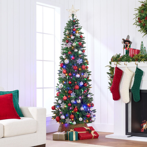 Árbol De Navidad Preiluminado Con Luces Led 2 En 1 4,5ft
