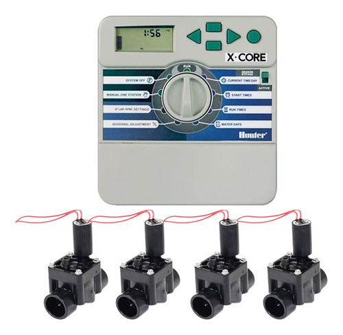 Combo Riego Hunter Programador Xcore4+4solenoides Hidropilar