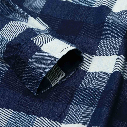 Blusa Masculina De Algodão Xadrez De Lapela De Manga Comprid