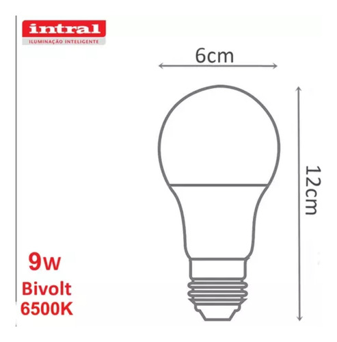 Lâmpada Led Intral Bulbo 9w E27 L70 6500k Bivolt