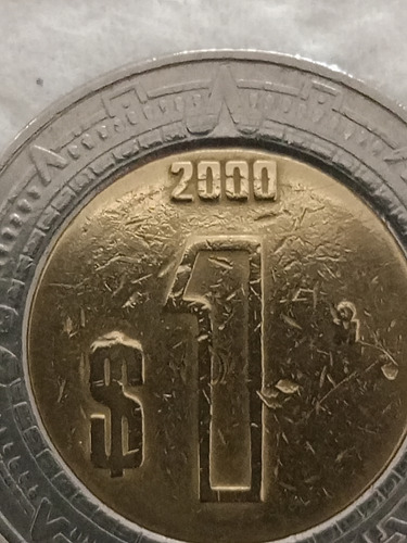 1 Moneda De $1.00 Año2000 Bimetálica C/ Error 