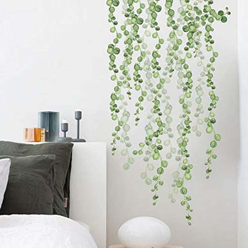 Pegatinas De Pared Para Sala De Estar, Hojas De Plantas Verd