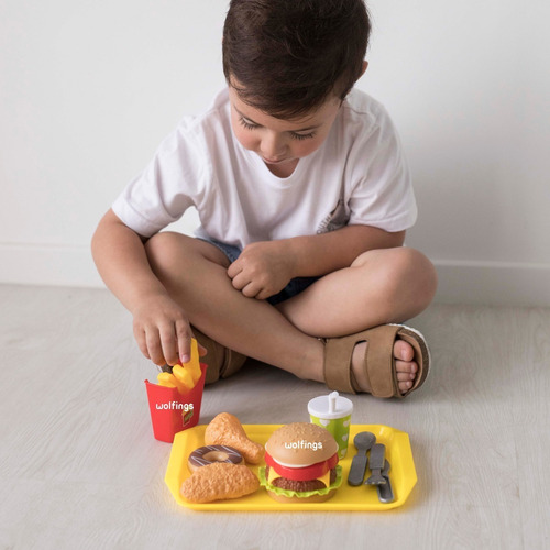 Imagen 2 de 10 de Comidita De Juguete Con Encastre Juego Bandeja Comida Rapida