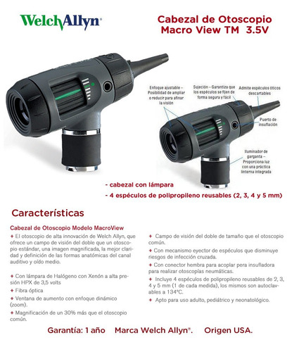 Imagen 6 de 10 de Cabezal Otoscopio Macroviewtm 3.5 Welch Allyn Envio Gratis