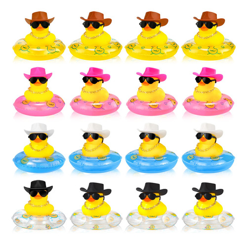 Juego De 12 Mini Patitos De Goma De Vaquero Para Automvil, J