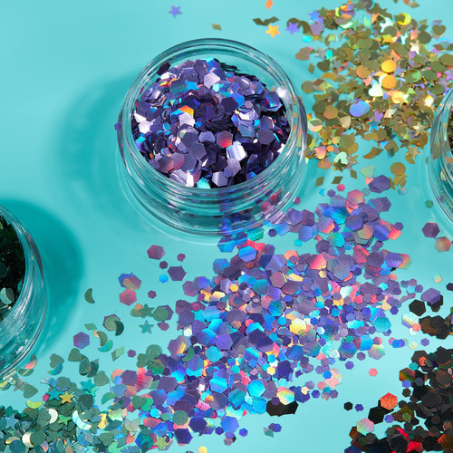 Moon Glitter Shapes Holographic 100% Purpurina Cosmética Par