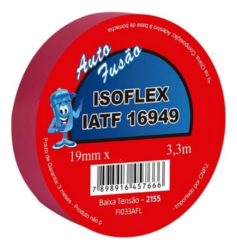 Fita Isolante Auto Fusão Isoflex 19mm X 3,3 Mts Baixa Tensão