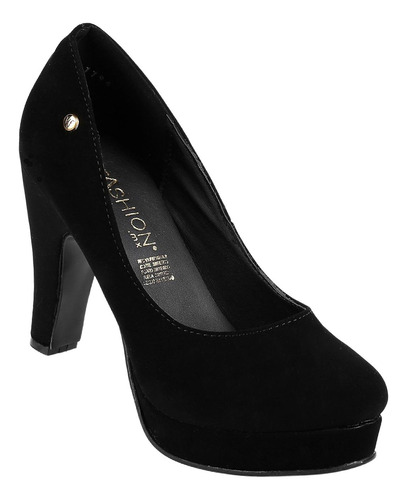 Zapatilla Vestir Mujer Negro Tipo Nobuk Stfashion 08003801