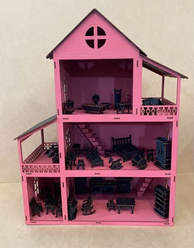 Casa Da Barbie Infantil Rosa 36 Móveis E Brinde