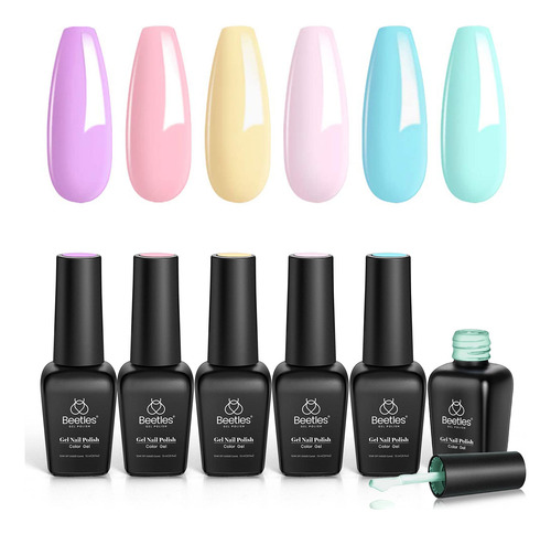 Juego De 6 Esmaltes Uñas De Gel En Tonos Pastel Lampara Uv