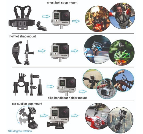 Imagen 6 de 6 de Kit Accesorios Go Pro Hero 9/8/7/6/5/4/3+/2/1 + De 50 Piezs