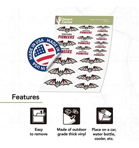 Transylvania University Sticker Pioneers Stickers Vinyl...