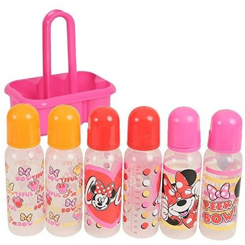 Disney Minnie Mouse - Botellas De 6 Piezas En Un Carrito, Co