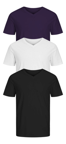 Conjunto De 3 Playeras Basicas Outfit Comodo Cuello V