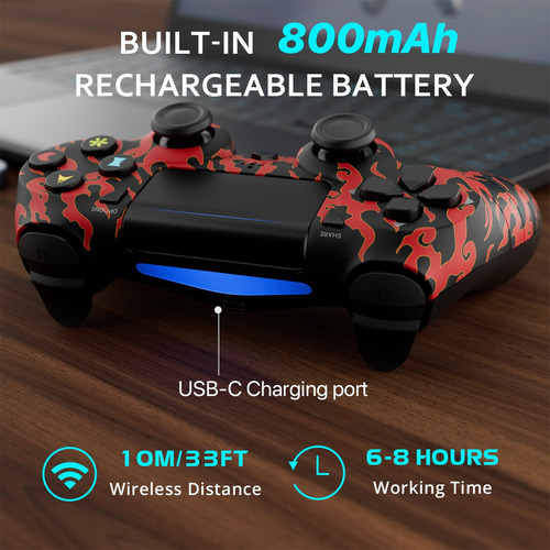 2pcs Control Gamepad Inalámbrico Compatible Con Mando Ps4/pc Color Azul Y Rojo