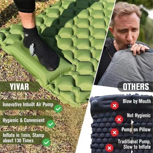 Colchoneta Inflable Portátil For Acampar Con Almohada